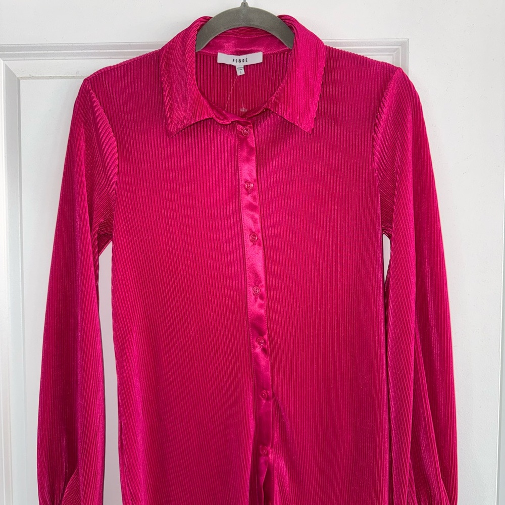 Fuchsia Button-Up Blouse